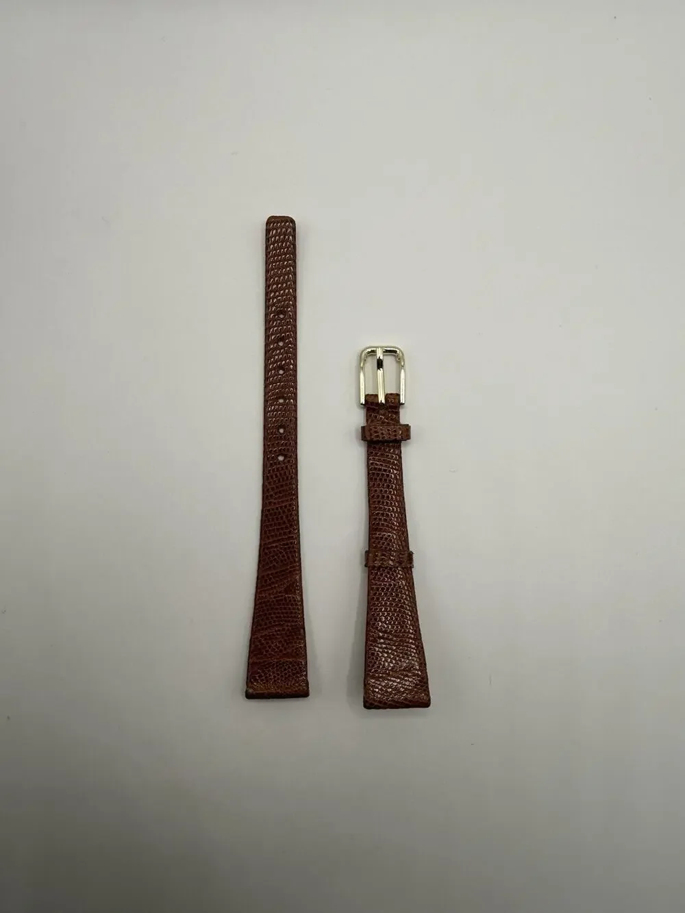 14mm KREISLER Genuine Lizard Tan NOS Vintage Watch Band & Gold-Tone Buckle